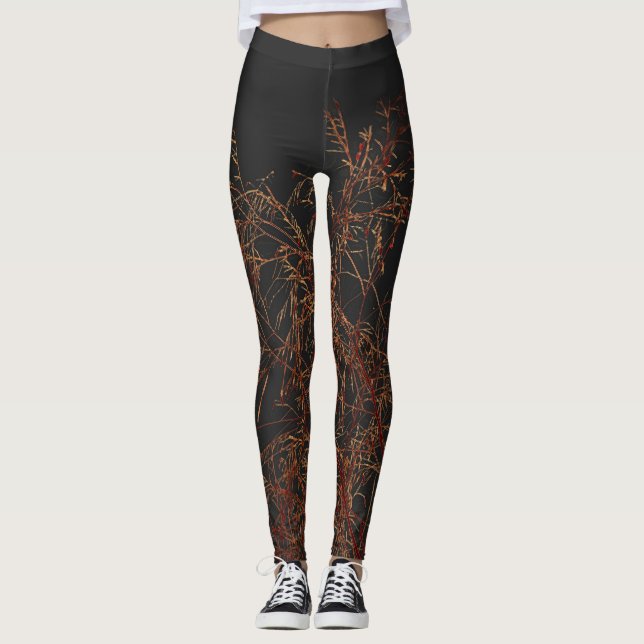 Grått Golden Träd Brunches Himlar Leggings (Framsida)