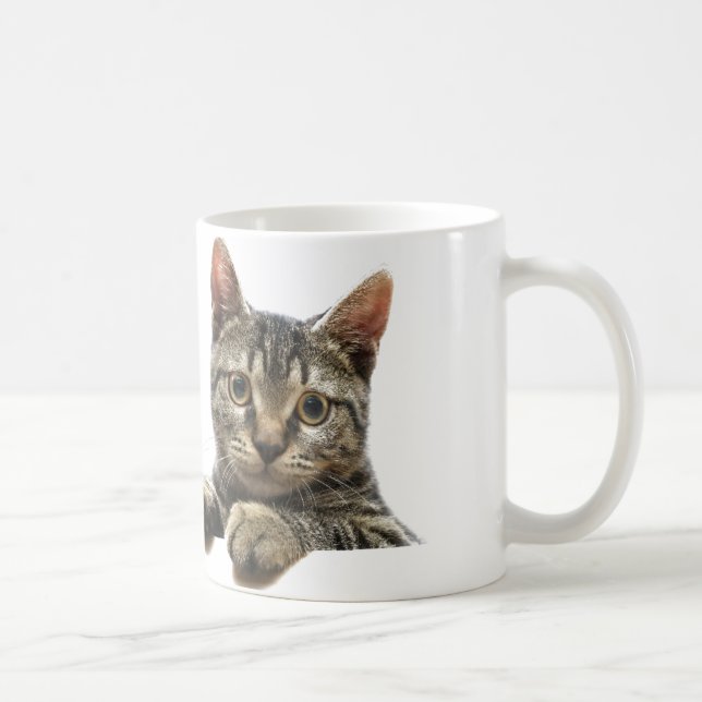 Grått görad randig tabby kattmugg kaffemugg (Höger)