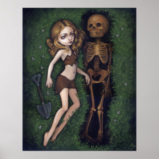 Grått, gotskt skelett, lågbrow Art Skriv ut Poster
