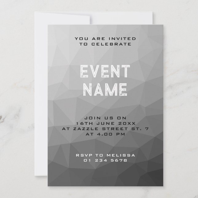Grått Gradient Geometric Mesh Mönster Inbjudningar (Framsida)