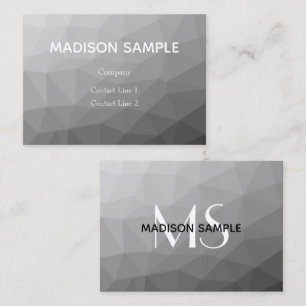 Grått Gradient Geometric Mesh Mönster Monogram Visitkort