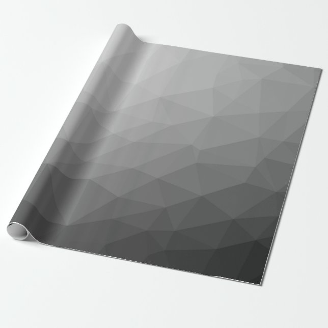 Grått Gradient Geometric Mesh Mönster Presentpapper (Utrullad)
