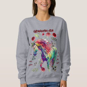 (Grått) Grandma Unicorn T Shirt