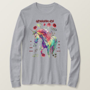 (Grått) Grandma Unicorn T Shirt