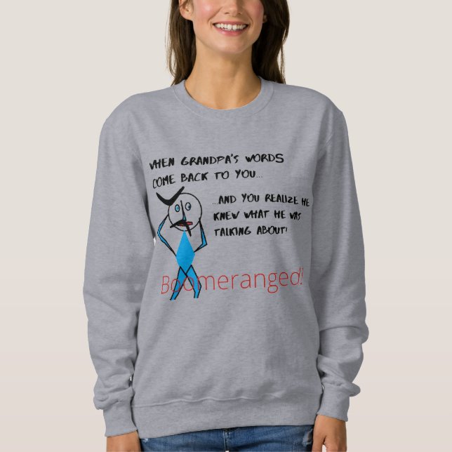Grått Grandpas Ord - Boomeranged T Shirt (Framsida)