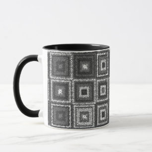 Grått Granny Squares Mönster Mugg