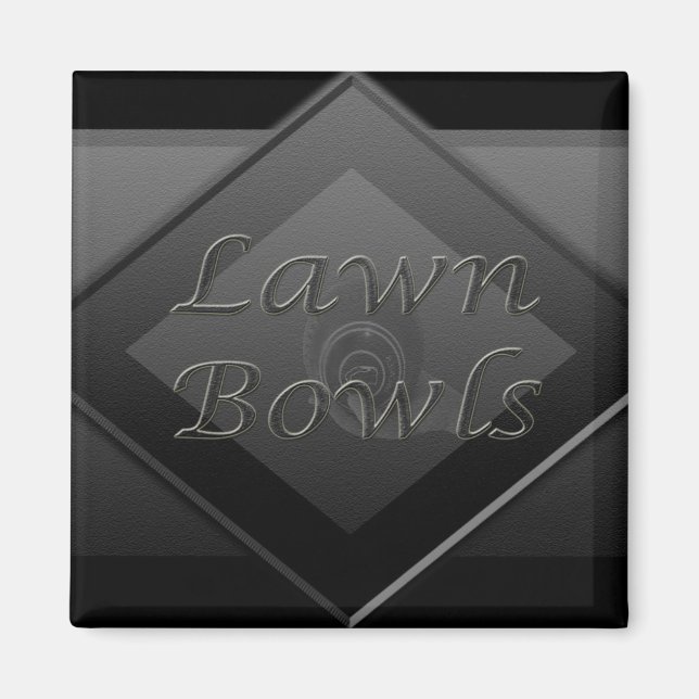Grått Gräsmatta Bowls Dimensional Logotyp Magnet (Framsidan)