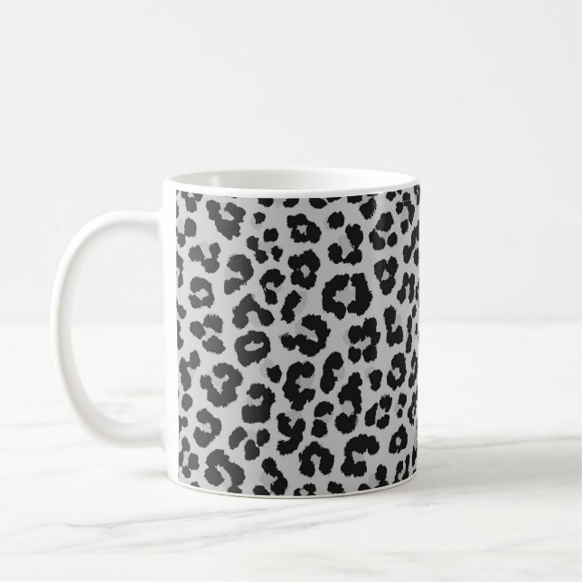 Grått Grått Ash Leopard Cheetah Animal Print Mönst Kaffemugg (Vänster)