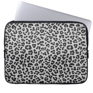 Grått Grått Ash Leopard Cheetah Animal Print Mönst Laptop Fodral