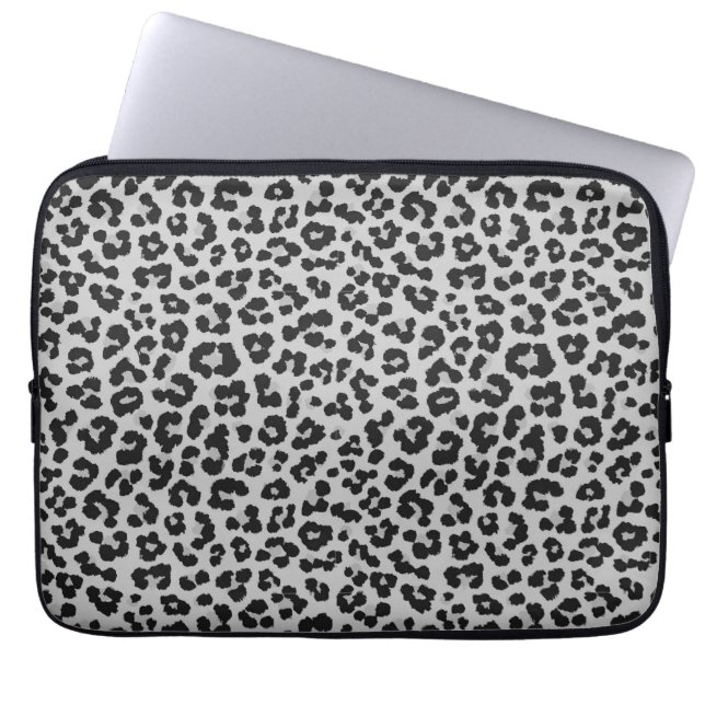 Grått Grått Ash Leopard Cheetah Animal Print Mönst Laptop Fodral (Framsidan)