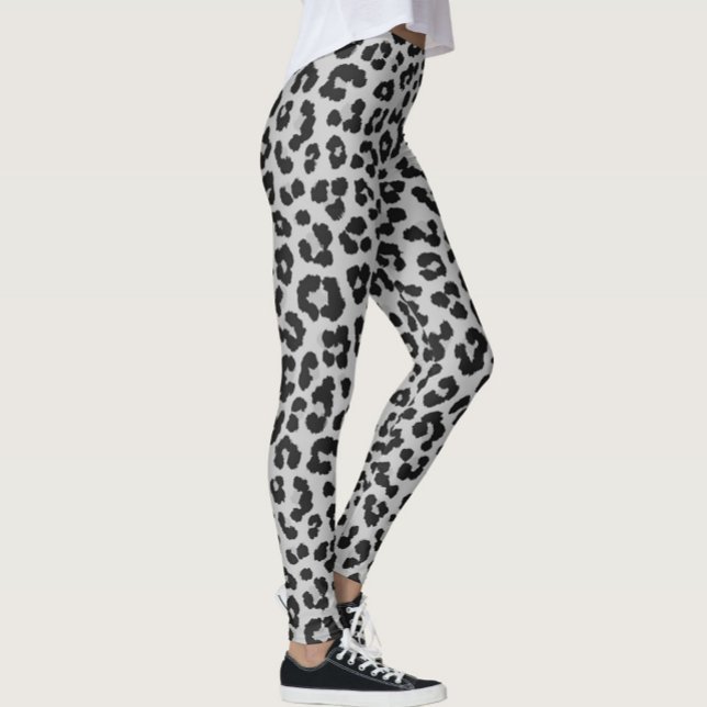 Grått Grått Ash Leopard Cheetah Animal Print Mönst Leggings (Skapare uppladdad)