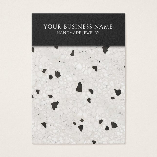 Grått Grått Black Terrazzo Visning Cards Visitkort (Framsidan)