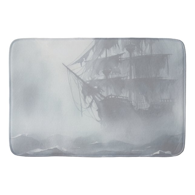 Grått, Grått Fog Pirat Frakt Pension Badrumsmatta (Framsidan)