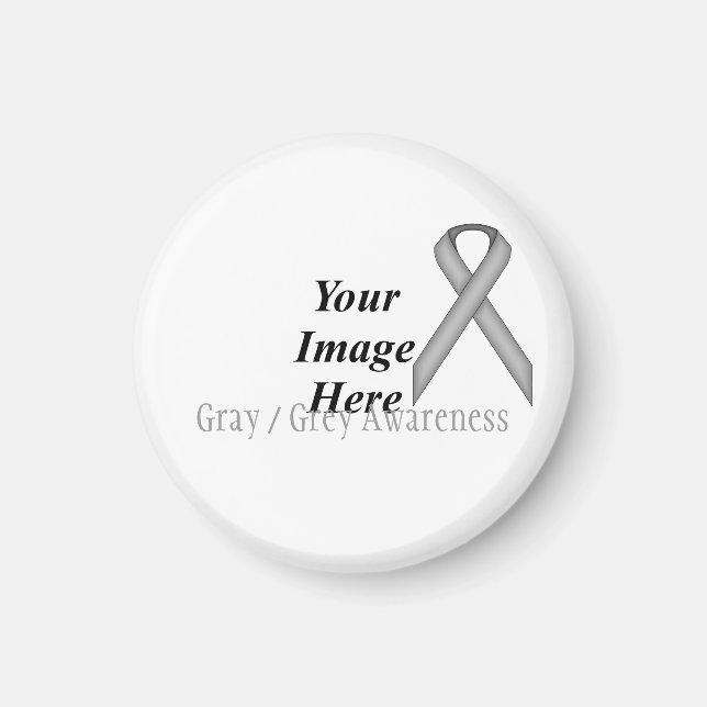 Grått / Grått Standard Ribbon av Kenneth Yoncich Magnet (Framsidan)