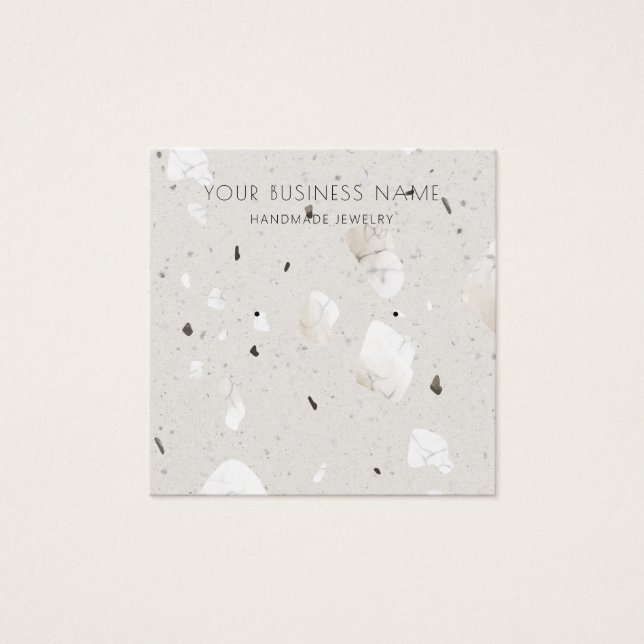 Grått Grått Terrazzo Visning Cards Fyrkantigt Visitkort (Framsida)
