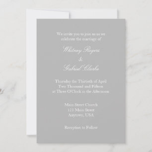 Grått Grått White Plain Simple Wedding Investigati Inbjudningar