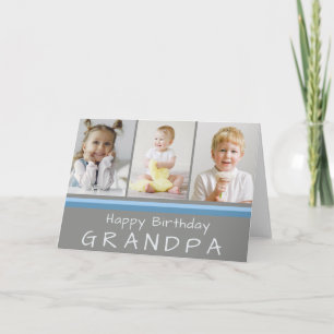 Grått Grattis på födelsedagen Grandpa Photo Collag Kort