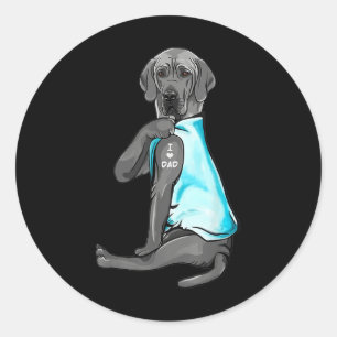 Grått Great dane Tattoos I Kärlek Pappa Sitta Gift Runt Klistermärke