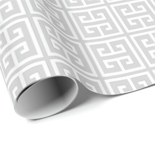 Grått Grekiska Nyckel Mönster Presentpapper