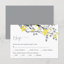 Grått gren med gula blommor blommigt bröllop