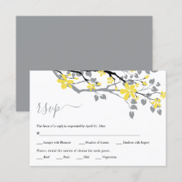 Grått gren med gula blommor blommigt bröllop OSA kort