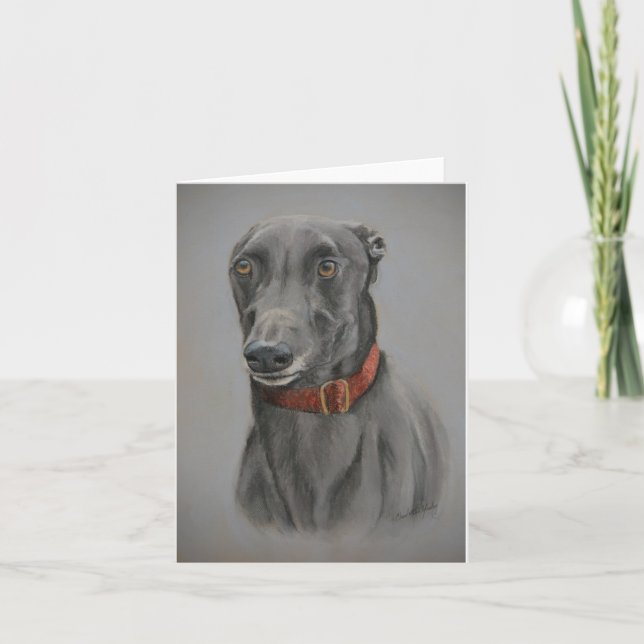 Grått Greyhound-Hund-anteckningskort Kort (Framsida)