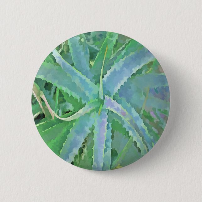 Grått Grönt Aloe Abstrakt Painting Knapp (Framsida)