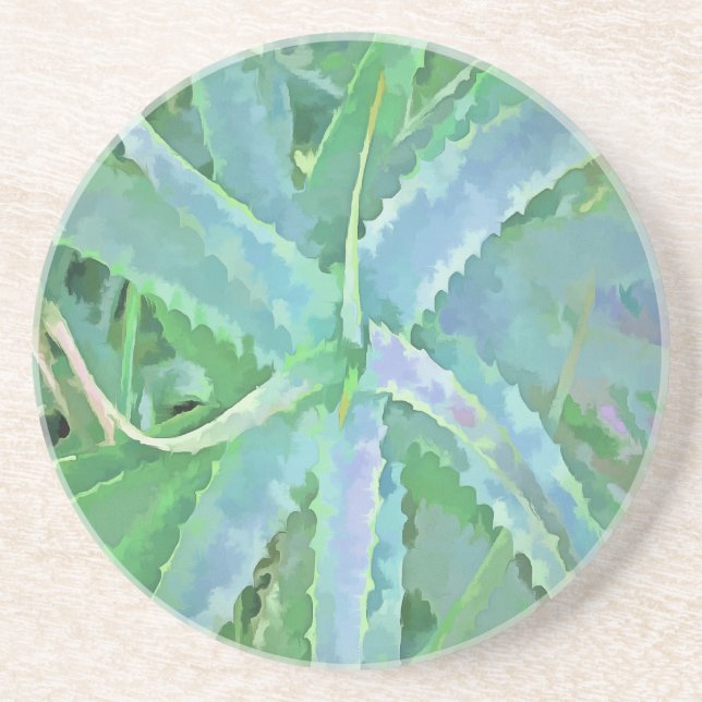 Grått Grönt Aloe Abstrakt Painting Underlägg (Framsidan)