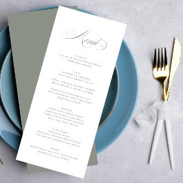 Grått Grönt Formell Elegant Calligraphy Bröllop Meny