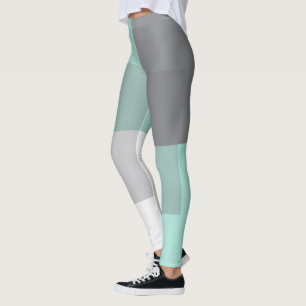 Grått grönt-kvadrater leggings