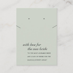 GRÅTT GRÖNT NEW BRIDE GIFT NECKLACE EARRING Card Placeringskort
