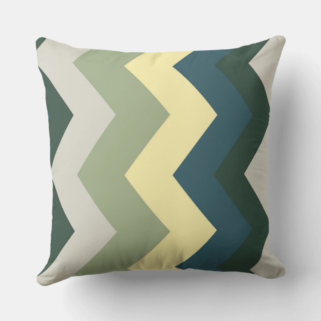grått grönt och teal chevron Mönster Kudde (Baksida)