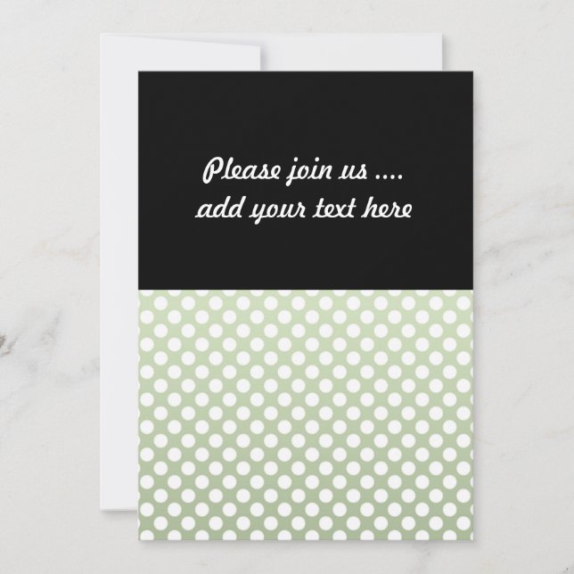 Grått Grönt och White Polka Dot Mönster Inbjudningar (Framsida)