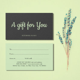 Grått Grönt Salon Spa Gift-kort med enkel Elegant Visitkort