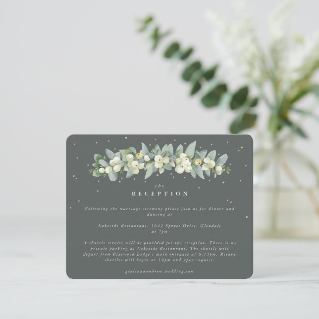 Grått Grönt Snowberry+Eucalyptus Garland Reception Tilläggskort (Stående Fram)