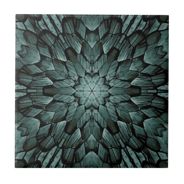 Grått-grönt-spetsig geometrisk stenmosaik kakelplatta (Framsidan)