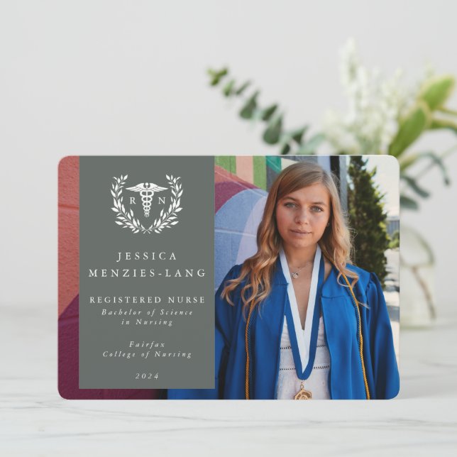 Grått Grönt + Vit Laurel- utandningsinkorg Meddelande (Stående Fram)