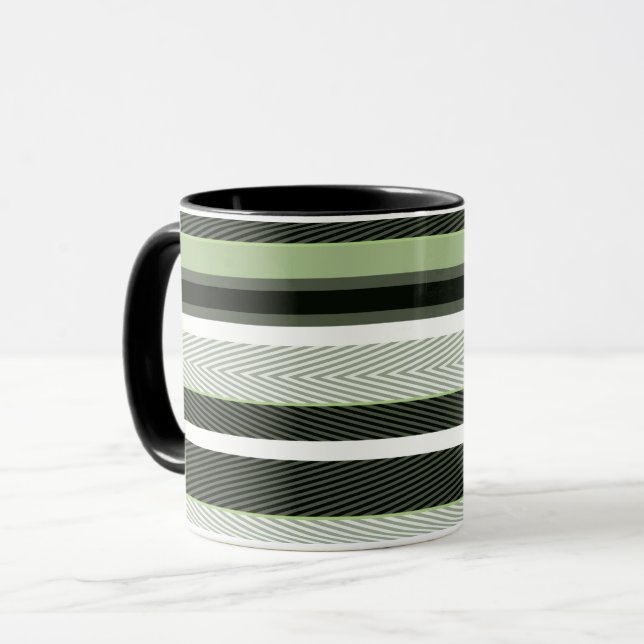 Grått, grönt, vitt rand. mugg (Framsida vänster)