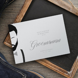 Grått Groomsman Silhouette Simple Bröllop Frieri