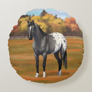 Grått Grulla Appaloosa Quarter Horse Stallion Rund Kudde