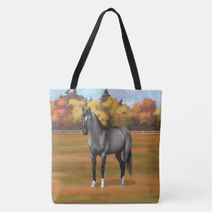 Grått Grulla Quarter Horse in Autumn Pasture Tygkasse