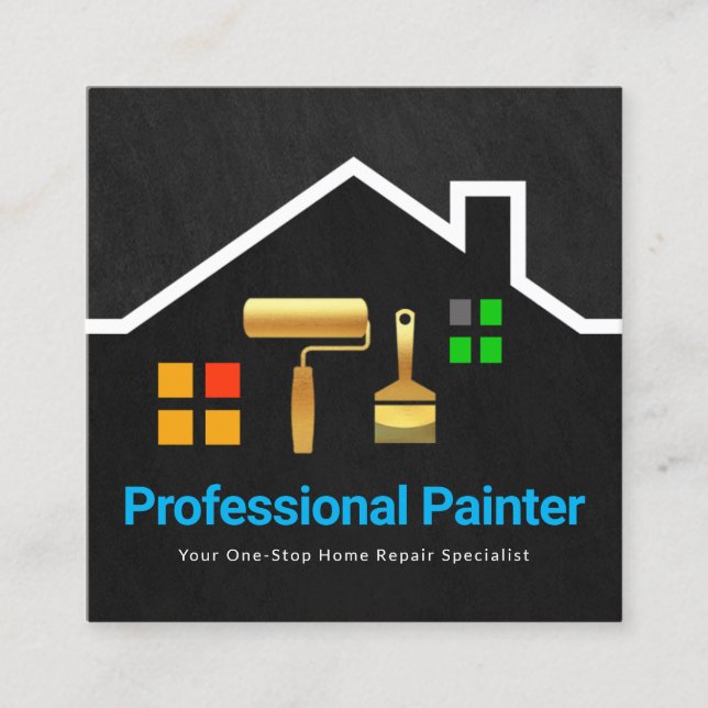 Grått Grunge Guld--skyddsrooftop-Byggnad Fyrkantigt Visitkort (Framsida)