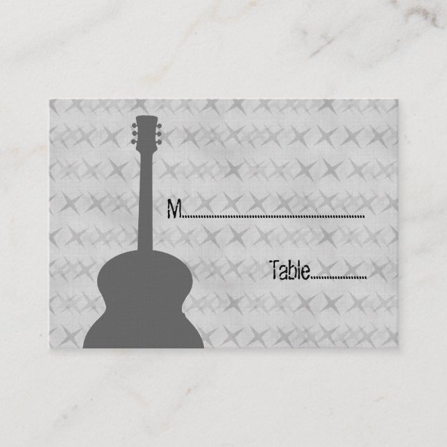 Grått Guitar Grunge Place Card Placeringskort (Framsida)