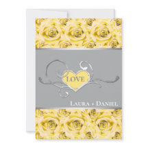 Grått, Gul ros Bröllopsinbjudan 2