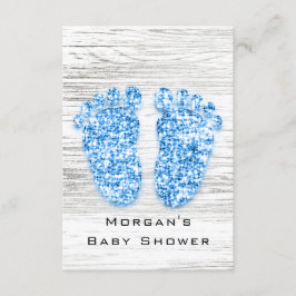 Grått Guld Baby Shower Feet Wood Rustic Boy Blue Inbjudningar