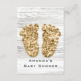 Grått Guld Baby Shower Feet Wood Rustic Girl Boy Inbjudningar