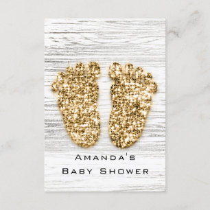 Grått Guld Baby Shower Feet Wood Rustic Girl Boy Inbjudningar