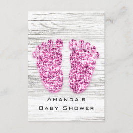Grått Guld Baby Shower Feet Wood Rustic Girl Rosa Inbjudningar