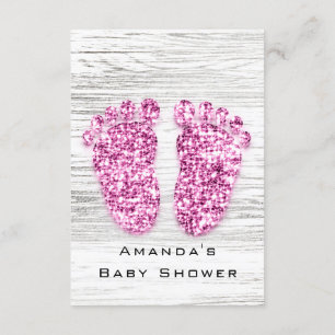 Grått Guld Baby Shower Feet Wood Rustic Girl Rosa Inbjudningar