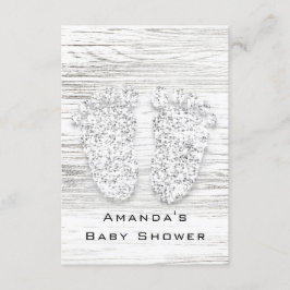 Grått Guld Baby Shower Feet Wood White Girl Boy Inbjudningar
